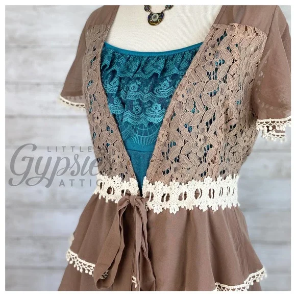 A'reve Teal Babydoll Tulle Tunic Slip Dress - Picture 3 of 10